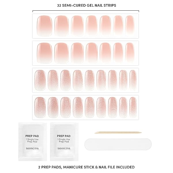 DASHING DIVA GLAZE NAIL STRIPS – VELVET BLUSH | WORKS WITH ANY LED NAIL LAMP | LONG LASTING, CHIP RESISTANT, SEMICURED GEL NAIL STRIPS | 34 SALON QUALITY NUDE OMBRE GEL NAILS