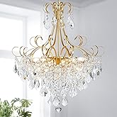 WUZUPS Crystal Chandelier 10-Light Pendant Ceiling Light Modern Lighting Fixture for Dining Room Hallway Bedroom Kitchen Bath