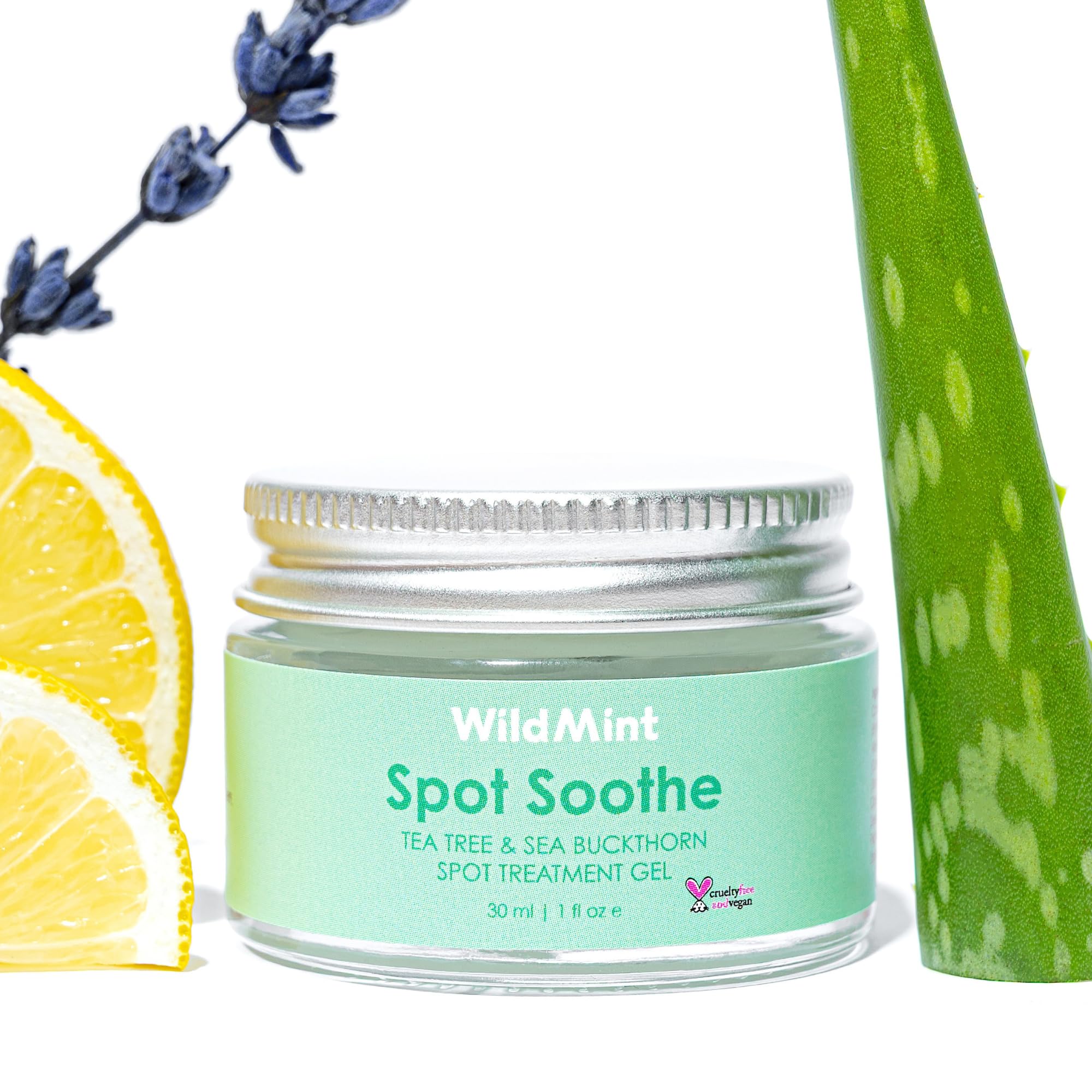 WildMint Spot Soothe Natural Spot Treatment Gel | Reduces Breakouts, Scars & Irritation | Tea Tree Healing Serum for Acne Prone Skin, Blemishes, Redness & Ingrown Hairs | Cruelty-Free UK Skincare 30ml