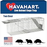 Havahart Large 2 Door Humane Catch and Release Live Animal Trap for Armadillos, Beavers, Bobcats, Small Dogs, Cats, Foxes, Groundhogs, Nutria, Opossums, Raccoons, Live Catch Trap for Stray Dogs 1045SR