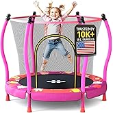 Happin® 55’’ Trampoline for Kids with Safety Enclosure, Indoor & Outdoor Toddler Trampoline, Ultra Safe Design with Multi Activity Accessories, Perfect Toddler Gift for Boys & Girls Ages 1–8