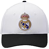 Icon Sports Officially Licensed Real Madrid Adjustable Dad Cap – White & Black Cotton Hat with Buckle for Men & Women