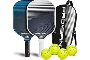 PRO-SPIN Pickleball Paddles - Set of 2 USAPA Approved, Graphite Carbon Fiber Paddles, Indoor/Outdoor Pickleballs, Premium Bag