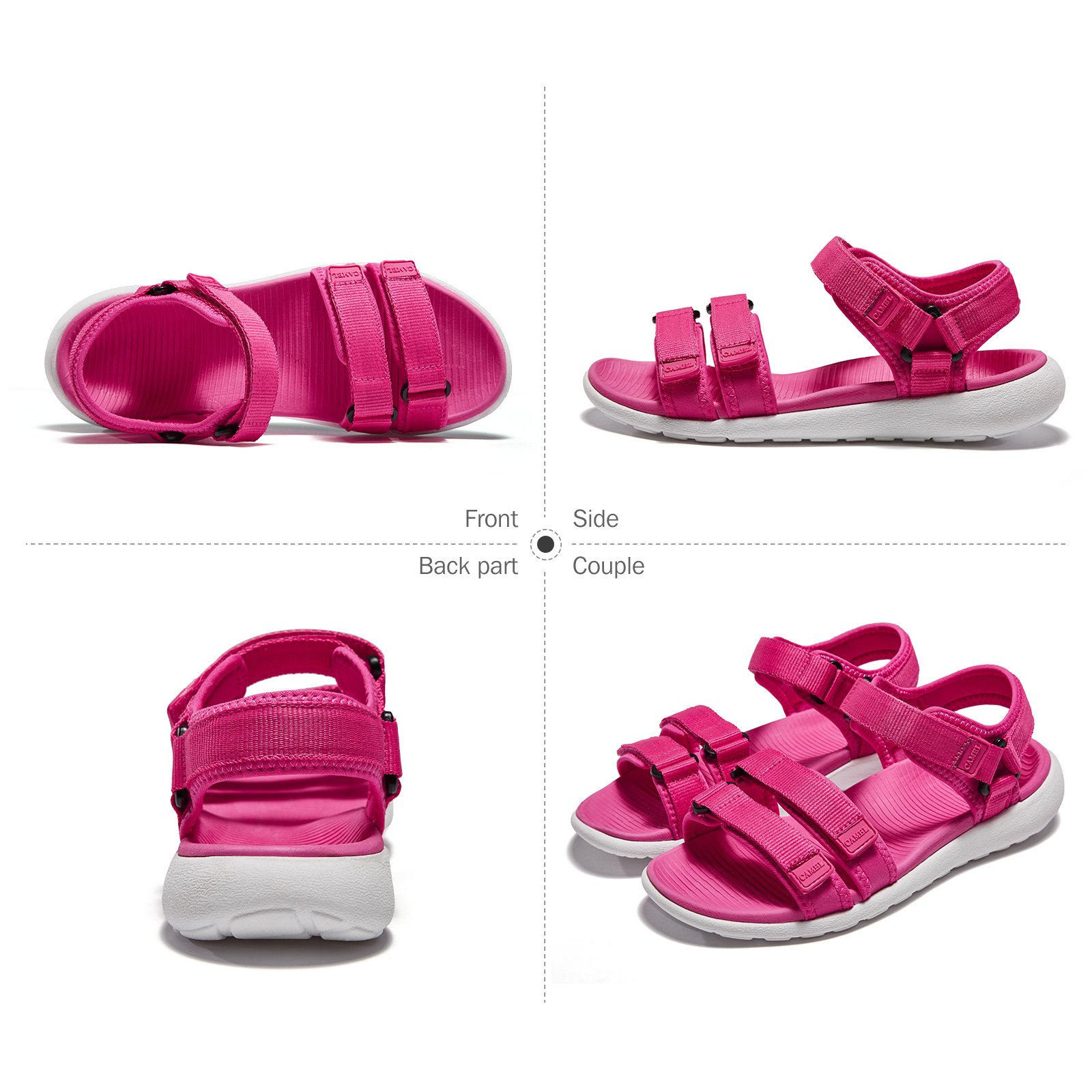 Camel Athletic Flats Sandals Women Solid Color Lightweight Anti-Skid Peep-Toe Casual Leisure Sneakers (7.5 B(M) US, Fuchsia)