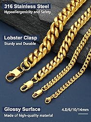 Mens Necklace Chain 6MM 28inch 18K Gold Filled