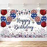 Avezano 4th of July Decorations, Red White Blue Birthday Backdrop for Independence Day Memorial Day Patriotic Party USA Veterans Banner Photo Booth Photoshoot Decor 70.8 x 43.3 Inch