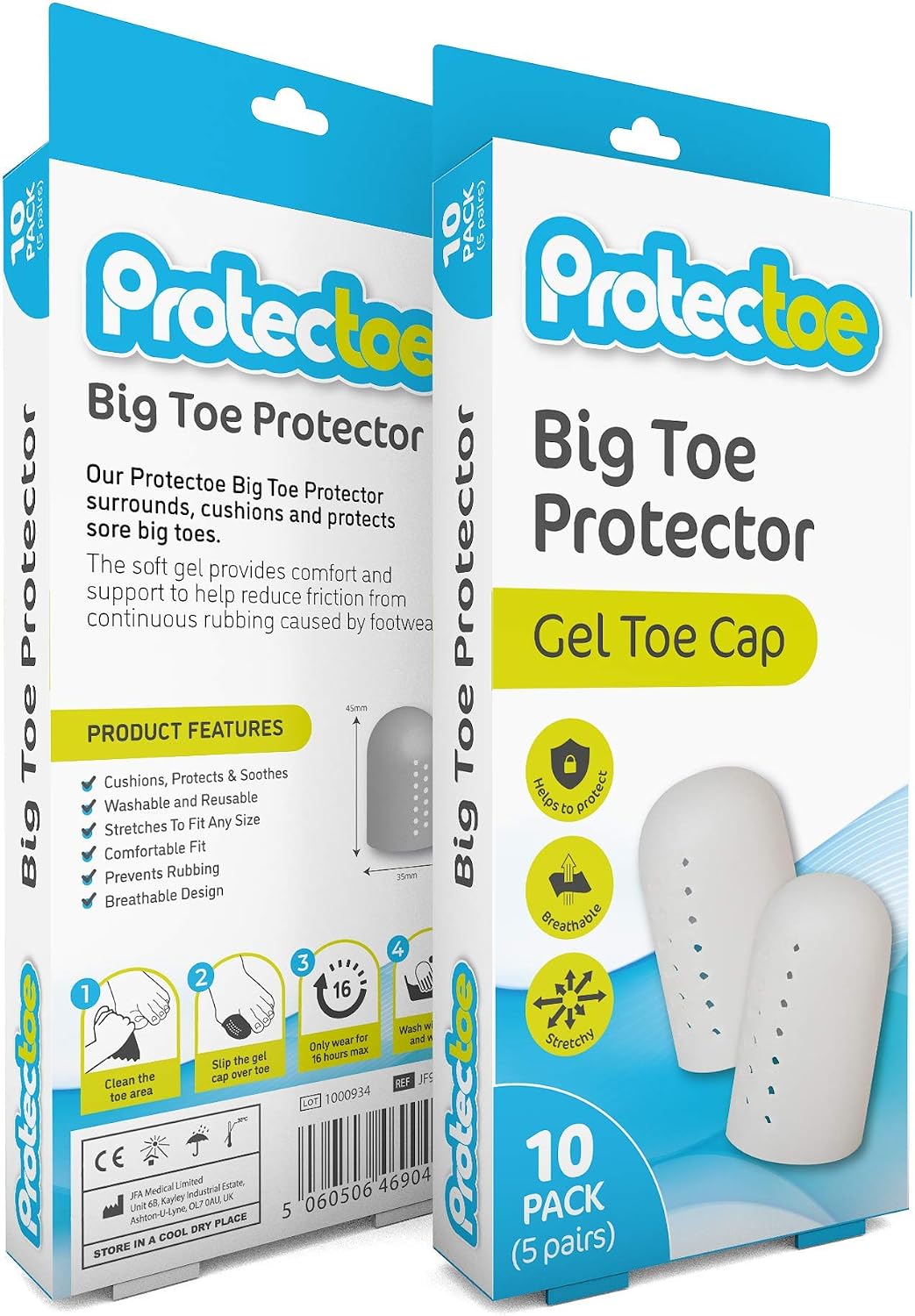 Protectoe Big Toe Protector Gel Toe Cap - Pack of 10, 10 Count (Pack of 1) - Image 4