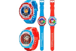 ACCUTIME Paw Patrol Kids' Flashing LED Light-Up Feature - LCD Watch Set - Chase and Marshall Digital Watches