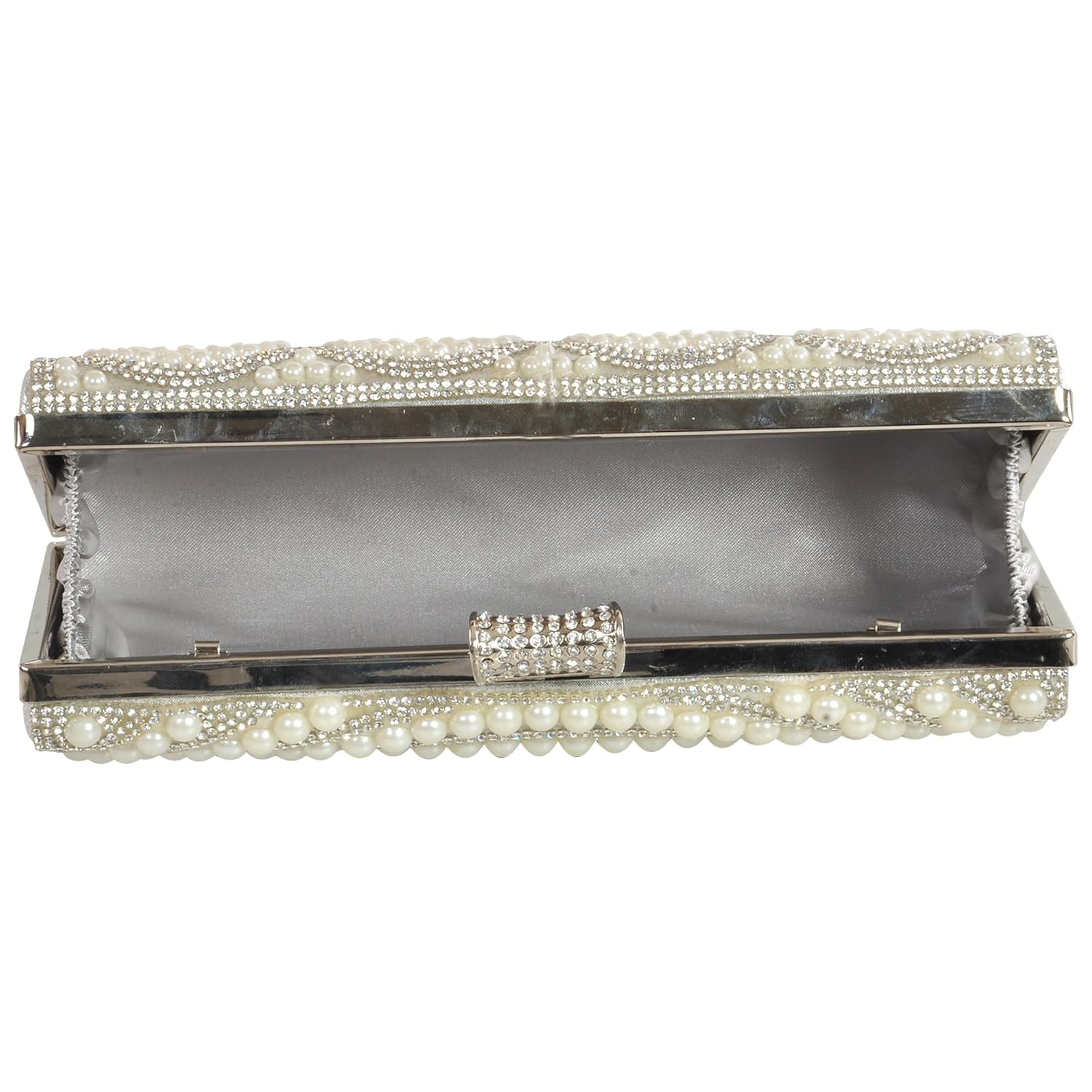 24x7 emall women's clutch (pearl diamond silver,premium pearl diamond silver two sided)