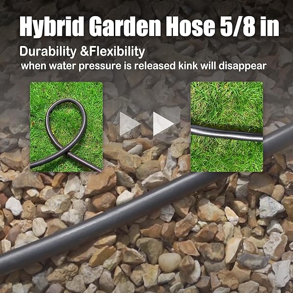 FANGFARM RUBBER GARDEN HOSE 50FT: 5/8″ HEAVY DUTY FLEXIBLE HOSE FOR LARGE YARDS & EXTENDED REACH – STURDY WATER HOSE WITH BRASS FITTINGS FOR DRIVEWAYS RV SETUP & HIGH-DEMAND OUTDOOR USE