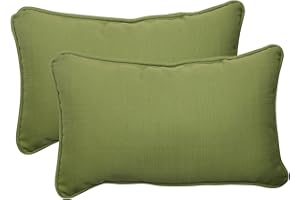Pillow Perfect Forsyth Solid Indoor/Outdoor Lumbar Pillow Plush Fill, Weather and Fade Resistant, Lumbar - 11.5" x 18.5", Green, 2 Count
