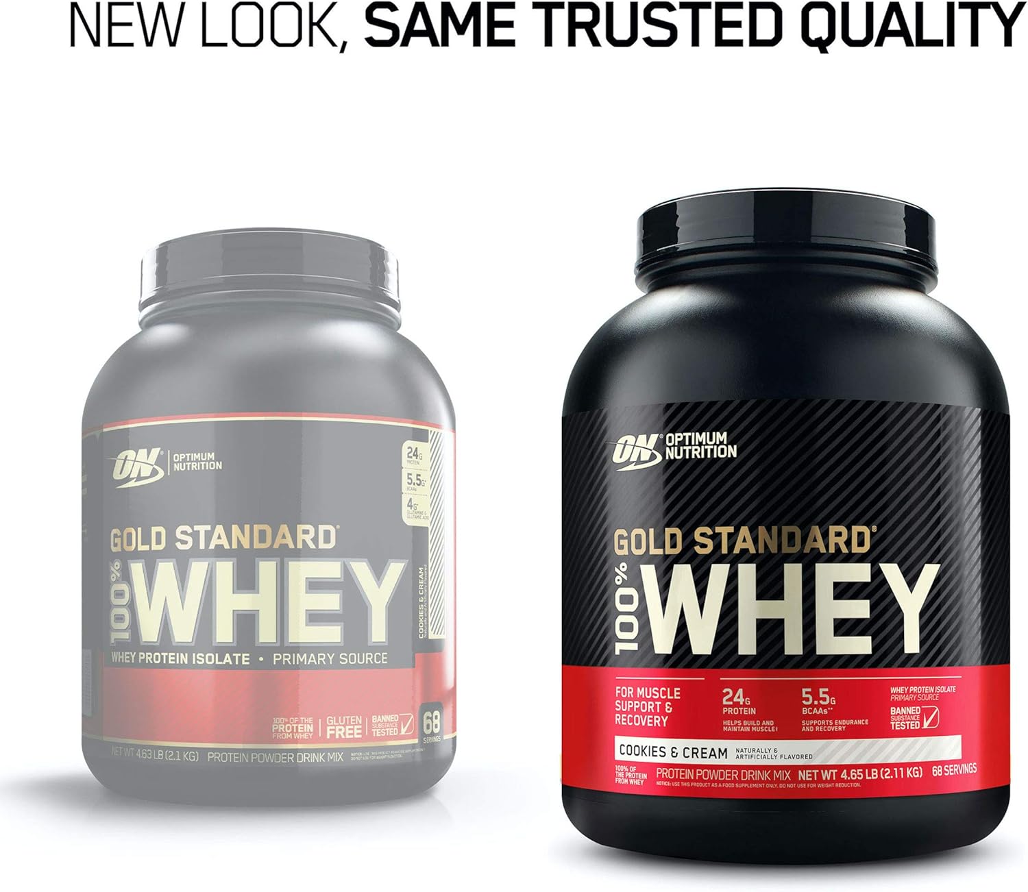 Optimum Nutrition Gold Standard 100% Whey Protein Powder, Cookies and Cream, 4.65 Pound (Packaging May Vary): Health & Personal Care
