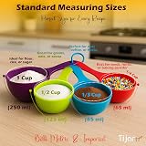 TIJAR Measuring Cups Set 4 Colorful Stackable Liquid Dry Ingredients 65ml 85ml view 3