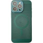 Caseative for iPhone 15 Pro Case, Green | Heat Dissipation Breathable Hollow Mesh Magnetic Compatible with MagSafe Wireless Charging
