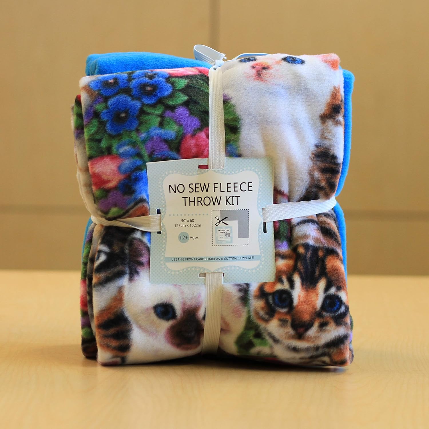 Cats on Cats AntiPill NoSew Throw Fleece Fabric Kit