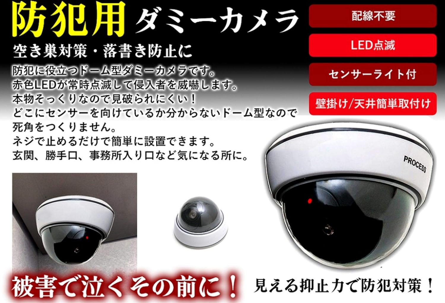 Amazon Co Jp Ddl 防犯用 ドーム型 ダミーカメラ 赤色led点滅 センサーライト付き ホーム キッチン