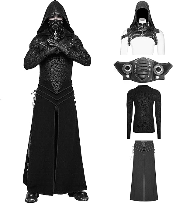 Amazon Punk Rave メンズ ブラック ヴィンテージ ゴシック パンク アサシン クリード マスク シャツ スカート コスチューム スーツ Us サイズ Xxx Large カラー ブラック コスプレ 仮装 通販