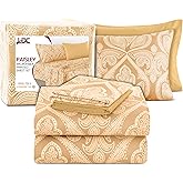 Ultra Soft Wrinkle-Free Microfiber Paisley King Sheet Set, Breathable Boho Bed Sheet Set – 16" Deep Pocket Fitted Sheet, Flat Sheet & 4 Pillowcases, Juegos de Sábanas, OEKO-TEX - Taupe