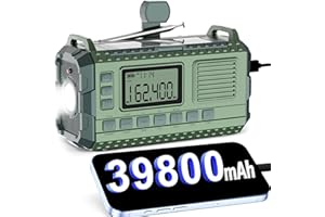 STTFAISHEN Emergency Weather Radio - AM/FM/NOAA Hand Crank Radio with 15W Fast Charge, 39800mAh Portable Solar Power Bank, Multi-Function Flashlight & SOS Alarm for Outdoor Indoor Emergencies (Green)