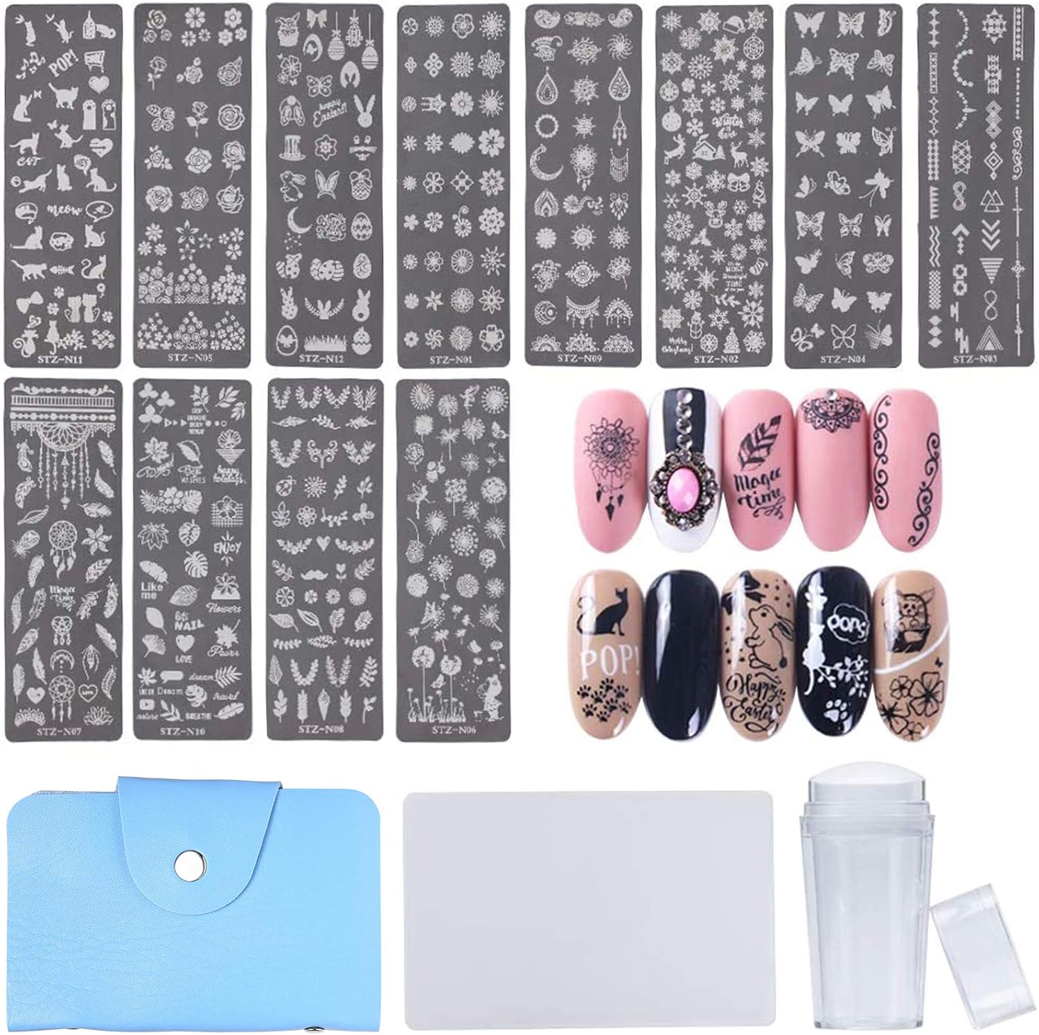 NICENEEDED Kit D'Estampage Nail Art avec des Modèles de Tampons à