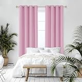 Deconovo Eyelet Curtains Pink 52x84 inches Pair Thermal Blackout Noise Reduction view 5