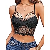 Avidlove Lace Bralette for Women V Neck Camisoles Adjustable Strap Two Layer Crop Top Bustier Tops