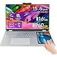 BINTEC 15.6 Inch LCD Screen + 7 Inch Touch Screen Dual Screen Laptop Computer for College Student & Business,16GB DDR4,Quad-Core Celeron N5105（up to 2.9GHz）,Windows 11 (Silver/ 960G SSD)