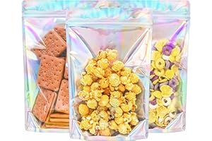 NPLUX Stand Up Holographic Mylar Bags Resealable Zipper Bags for Small Business Packaging Supplies(100PACK, 6x9IN)