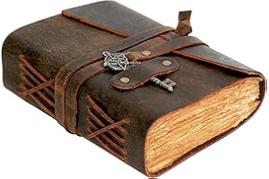LEATHER VILLAGE Leather Bound Vintage Journal for Women & Men - 7"X5"(A7), Rustic Mocha Brown, 200 Pages of Handmade Deckle Edges Watercolor Paper - Antique Lock Closure - Book of Shadow