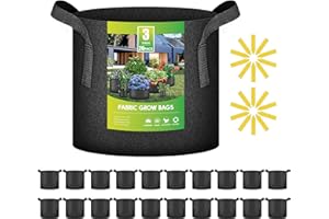 iPower 20 Pack 3 Gallon Grow Bags, Garden Planting Nonwoven Fabric Pots with Reinforced Handle, Heavy Duty and Aeration Planter Pot for Tomato, Fruits, Vegetables and Flowers