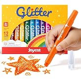 JoyCat 12-Color Glitter Crayons for Kids, Sparkly Silky Gel Twist Crayons | Smooth gel crayons deliver rich glitter color, watercolor effects and silky blending on paper, glass, mirrors and rocks.