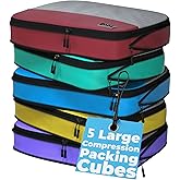 Dot¨ 5 Pcs Large Compression Packing Cubes for Travel - Carry on Suitcase Organizer Bags for Luggage