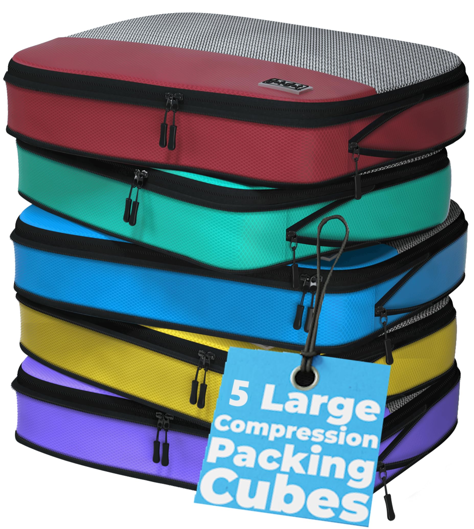 Photo 1 of Large Compression Packing Cubes for Travel - 5 Pcs set of Packing Cubes Compression, Carry on Suitcase Organizer Bags - Travel Cubes Organizer Bags for Luggage