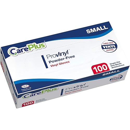 [100 Count] Careplus Disposable Plastic Pro Vinyl Clear Gloves,