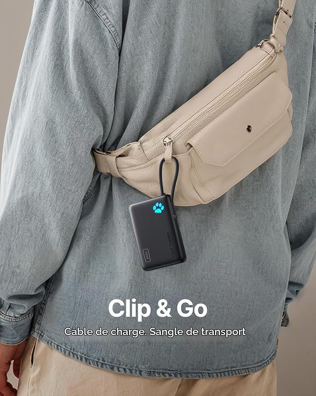 45W Batterie Externe, 10000mAh Power Bank avec USB C Câbles Intégrés
