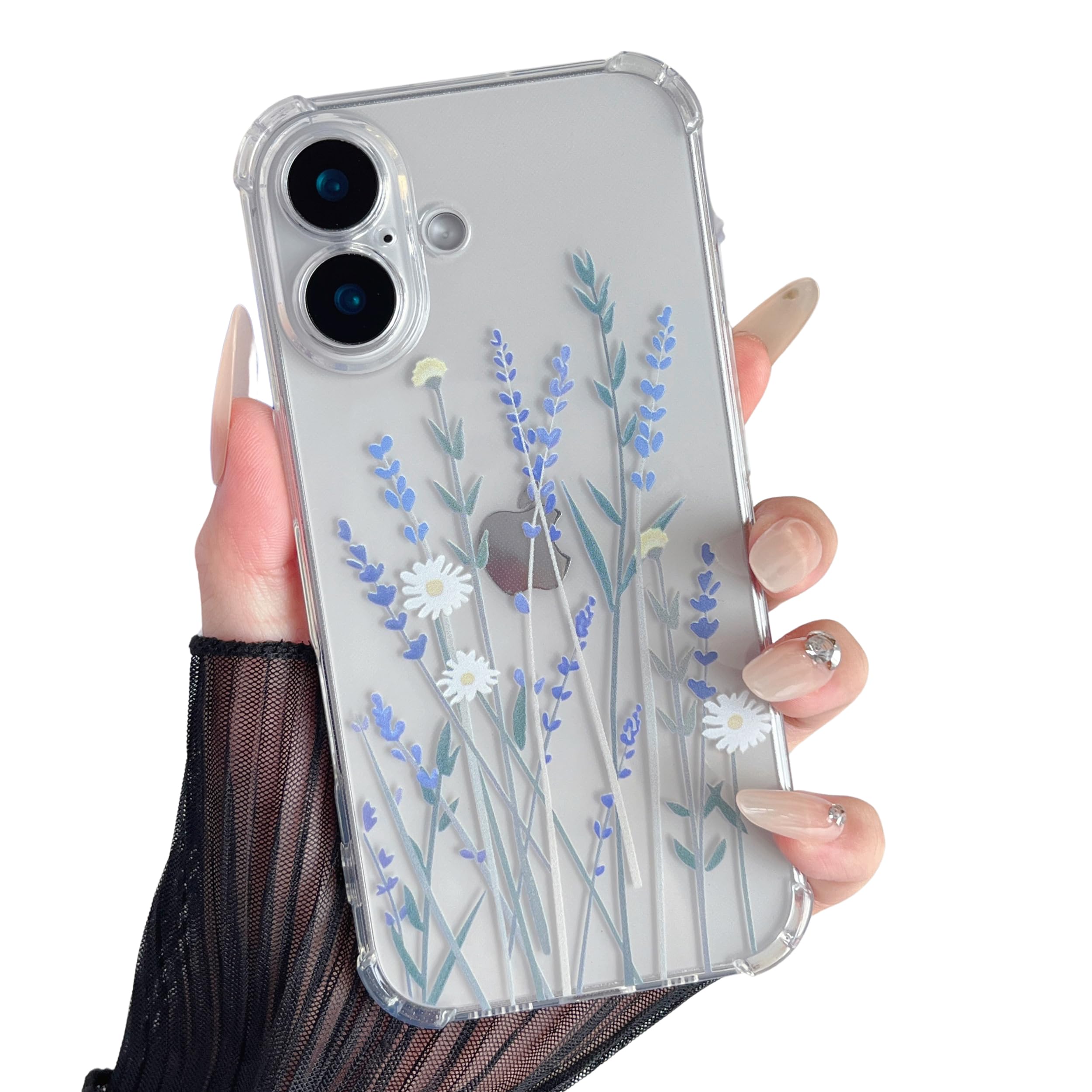 ZTOFERA Case for iPhone 16, Transparent Clear Soft TPU Case with Flower Pattern, Ultra Slim Anti-scratch Silicone Gel Protective Bumper Cover for iPhone 16 (6.1") - Lavender