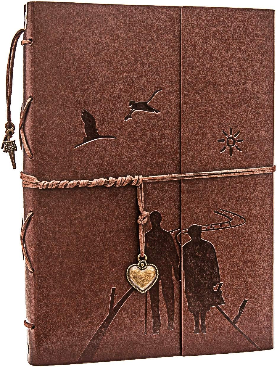 YAOHU Photo Album Scrapbook, Black Pages Scrap Book Vintage Wedding Guest Book Retro Memory Book, Birthday Present Anniversary Valentines for Him Her Women Men, Couple Brown