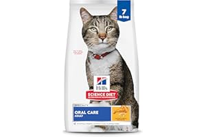 Hill's Science Diet Oral Care, Adult 1-6, Plaque & Tartar Buildup Support, Dry Cat Food, Chicken Recipe, 7 lb Bag