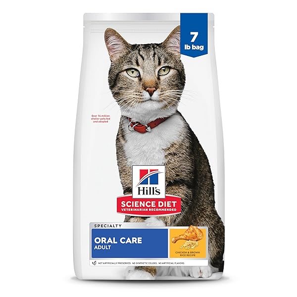 HILL’S SCIENCE DIET ORAL CARE, ADULT 1-6, PLAQUE & TARTAR BUILDUP SUPPORT, DRY CAT FOOD, CHICKEN RECIPE, 7 LB BAG