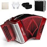 Accordion,31 Key 12 Bass G/C/F for Adult Beginners Performers Teachers(red) | Premium Sound;Beginner Friendly;Multi-Genre;Travel Durable;Ergonomic Keys