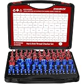 76Pcs Thread Checker, Nut and Bolt Thread Checker 38 Standard and 38 Metric | Detachable Thread Gauge, Bolt Thread Checker with Storage Box, Narrow or Tricky Areas Nut and Bolt Size Finder