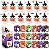 Civaner 24 Sets Halloween Stuffed Animal Mini Plush Toys Bulk with Gift Boxes Small Pumpkin Witch Hat and Keychains for Halloween Party Favors Decorations Classroom Exchange Gifts Doll(Ghost)