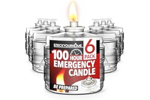 STOCK YOUR HOME 100 Hour Candle Pack of 6, Emergency Candles for Power Outages, Hurricane Storm Survival, and Camping, Liquid Long Burning Candles, Bulk Emergency Candle Supplies