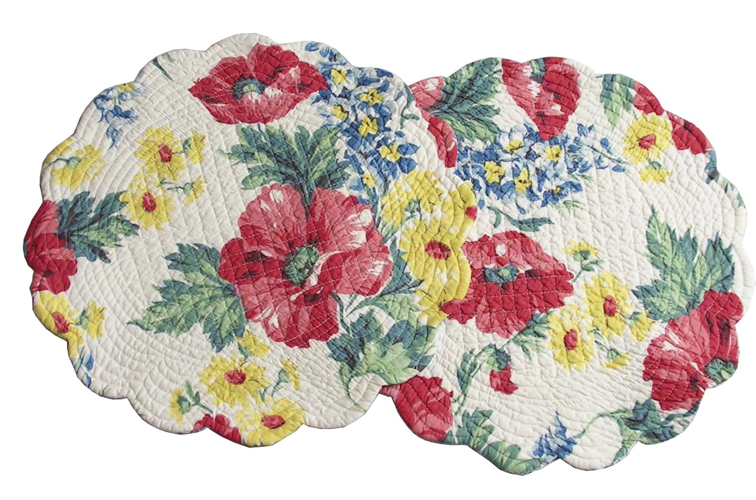 Set of 2 Placemats Round La Madeline Design, Reversible, C