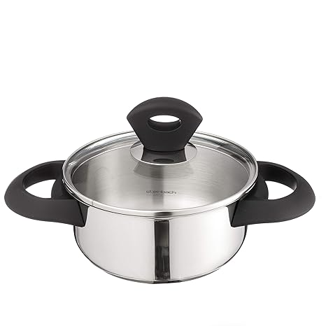 Original Steinbach Fleischtopf Mitaro | Ø 20 cm | Edelstahl | Kochtopf | Induktionssgeeignet | Glasdeckel mit Dampfabzugsöffn