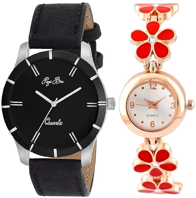 Analogue Multicolour Dial Unisex Couple Watch -Combo of 2
