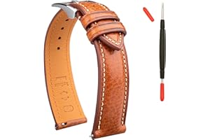 Gomvadr Italian Leather Watch Band Tuscany Natural Vegetable-Tanned Top Grain Genuine Leather Strap,18mm 19mm 20mm 21mm 22mm XL XXL Quick Release Replacement Watch Bands for Men and Women Thick and Soft
