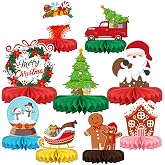 Merry Christmas Party Decorations Bundle - Includes Festive Christmas Honeycomb Centerpieces ，Santa Claus Snowman Table Toppers, Perfect for Classroom Decor, Christmas &amp; Winter Birthday Party Supplies