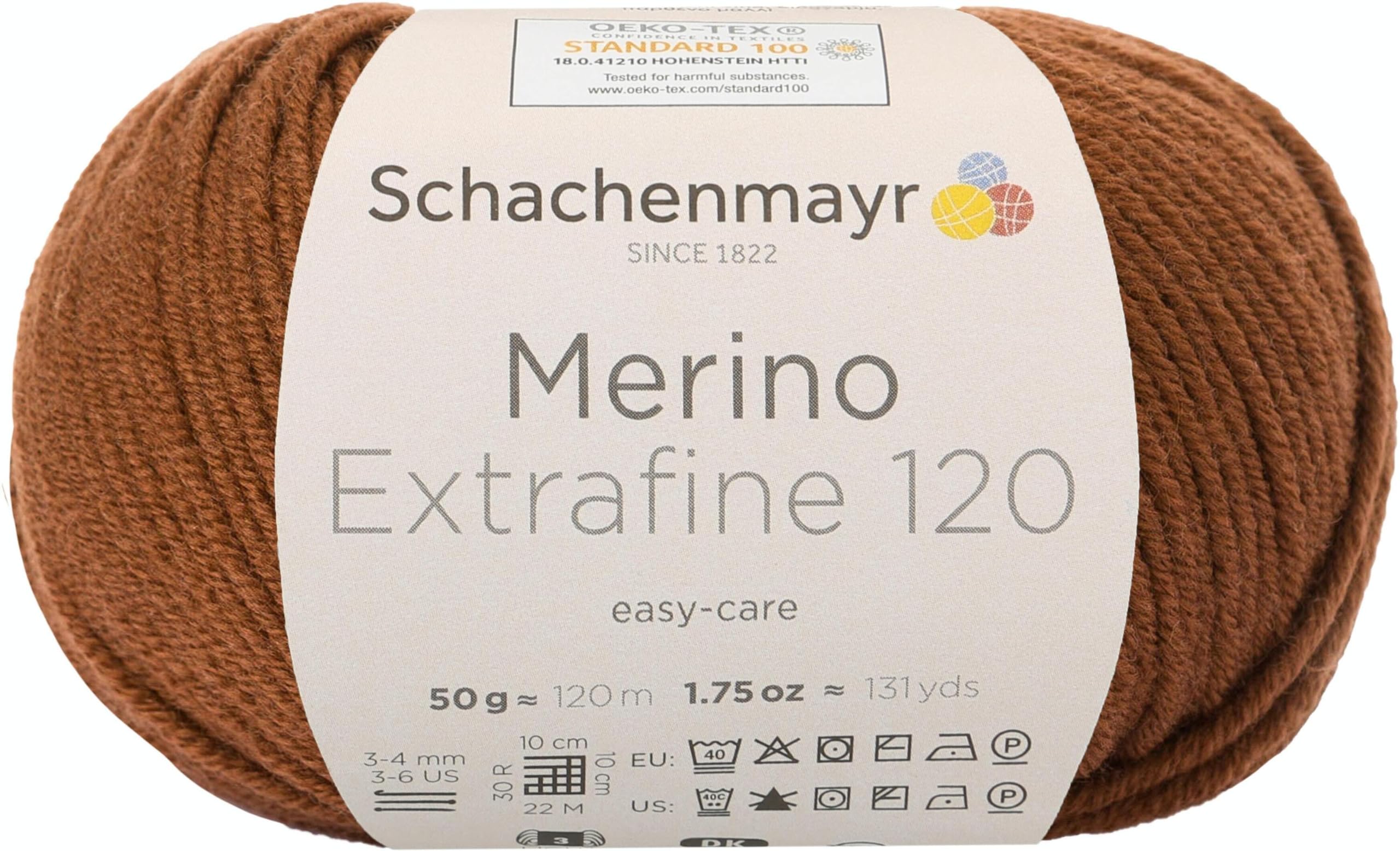Schachenmayr 120 9807552 Extra-Fine Merino Wool Hand Knitting Yarn, wool, chocolate, 10 x 10 x 7 cm