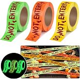 Pangda 3 Pcs Halloween Glow in The Dark Decor Do Not Enter Tapes 2in*16.4ft | Neon Halloween Party Decoration, Scary Caution Tape, Hazard Warning Tape, Indoor Outdoor Barricade Haunted House Danger Zone